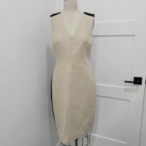 NWOT Ann Taylor Sleeveless Colorblock Cream and Black Sheath Dress Size 8